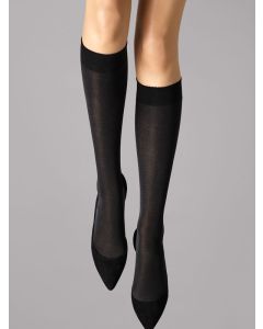 Wolford Velvet 50 Knee Highs 30923 Bk