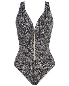 Miraclesuit shore leaves zip swimsuit