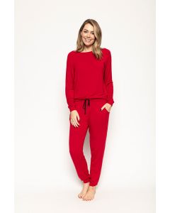 cyberjammies Windsor slouch jersey pj set red