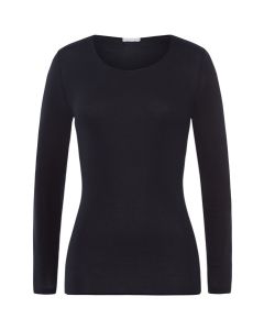 Hanro cotton seamless long sleeve top black