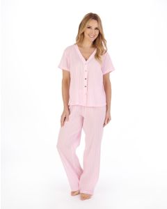Slenderella Stripe Pyjamas PJ05203 Pink